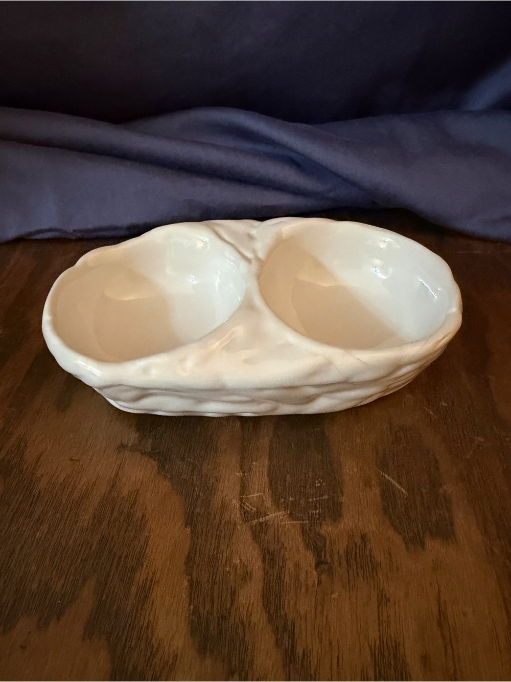 Rae Dunn Double Salt Pepper Cellar White Ceramic Pinch Bowls Artisan Magenta